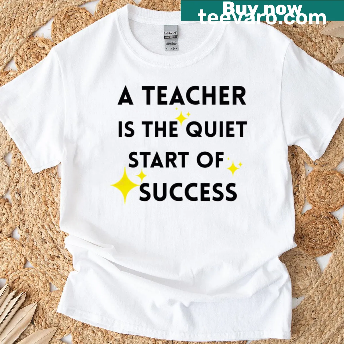 Inspirational teacher quote t-shirt with motivational typography — on a men's t-shirt