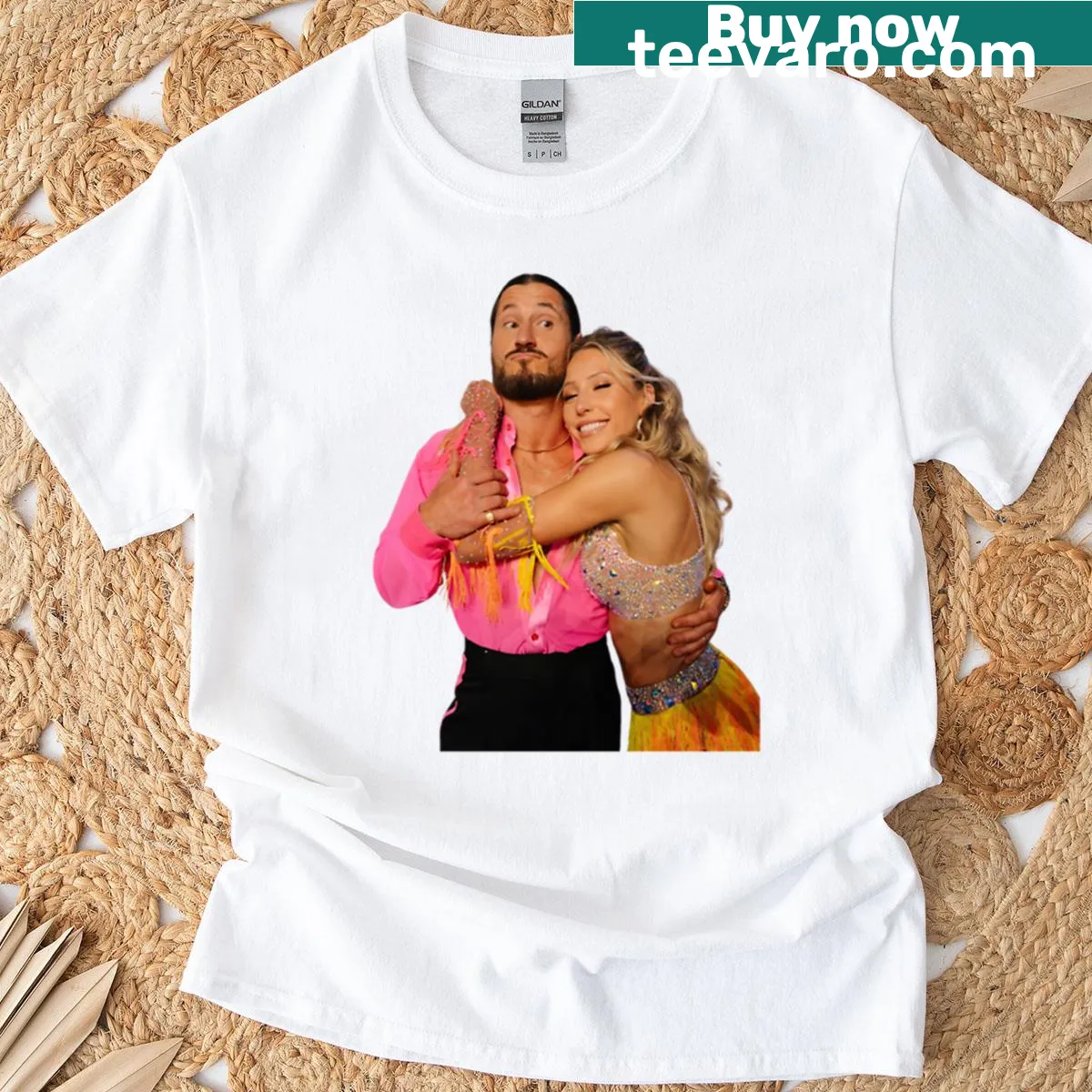 Alix Earle and Val stylish typography T-shirt — on a men's t-shirt