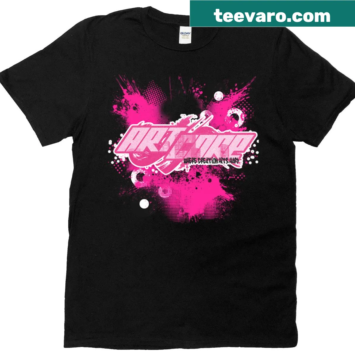 Urban-inspired T-shirt featuring pink graffiti and modern typography — on a men's t-shirt