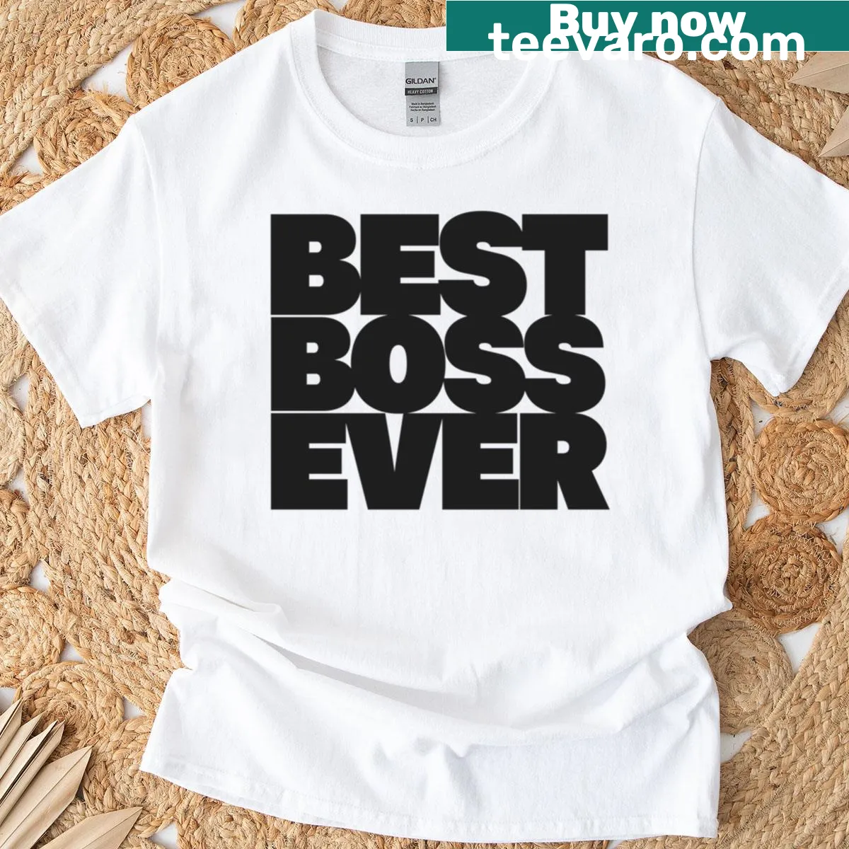 Wholesome t-shirt for dads with 'Best Boss Ever' text — on a men's t-shirt