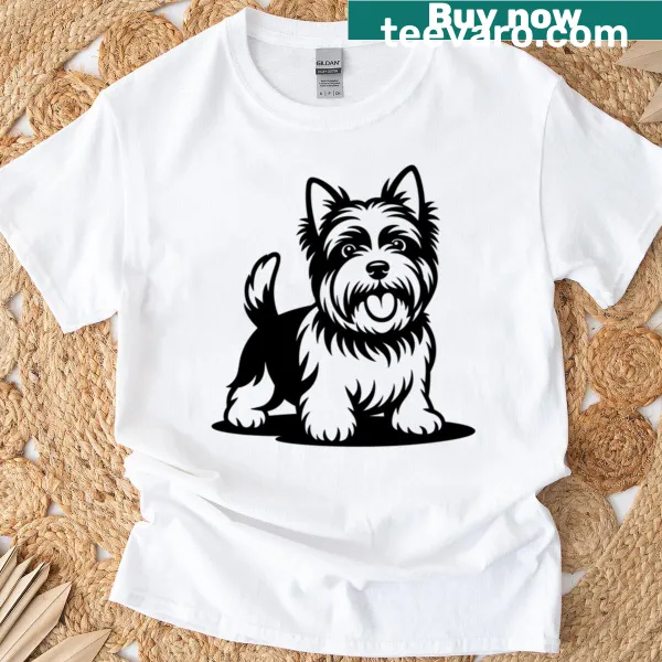 Cute illustration of a Biewer Terrier on a dog t-shirt