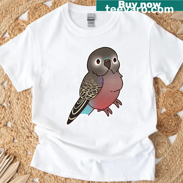 Realistic illustration of a Bourke parakeet on a casual t-shirt