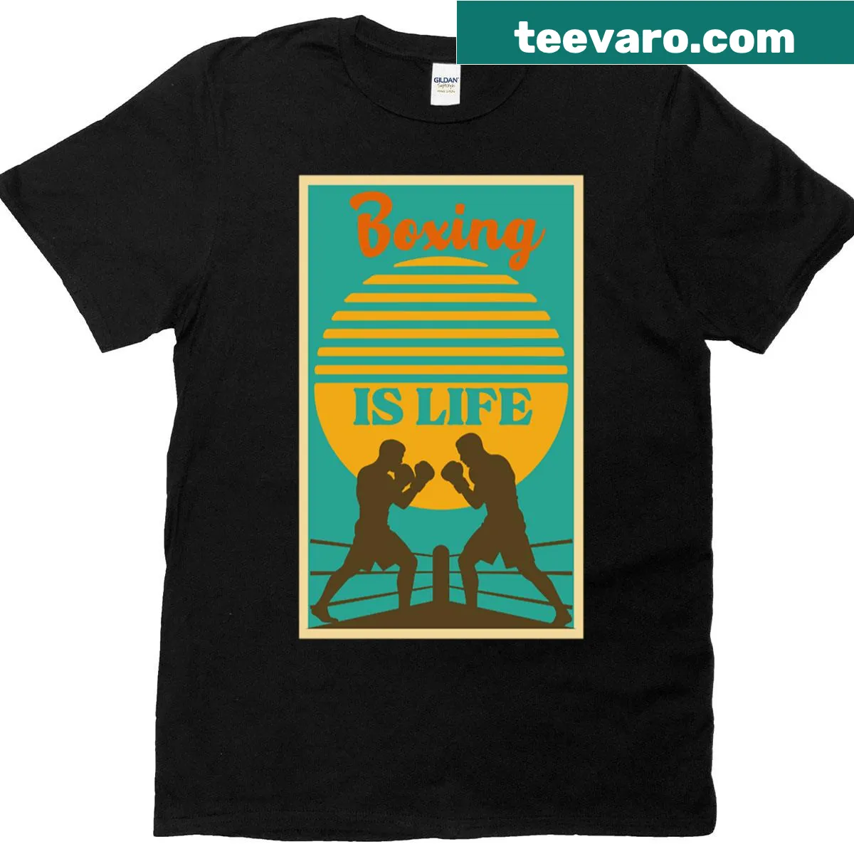 Motivational retro boxing graphic T-shirt with bold text — on a men's t-shirt