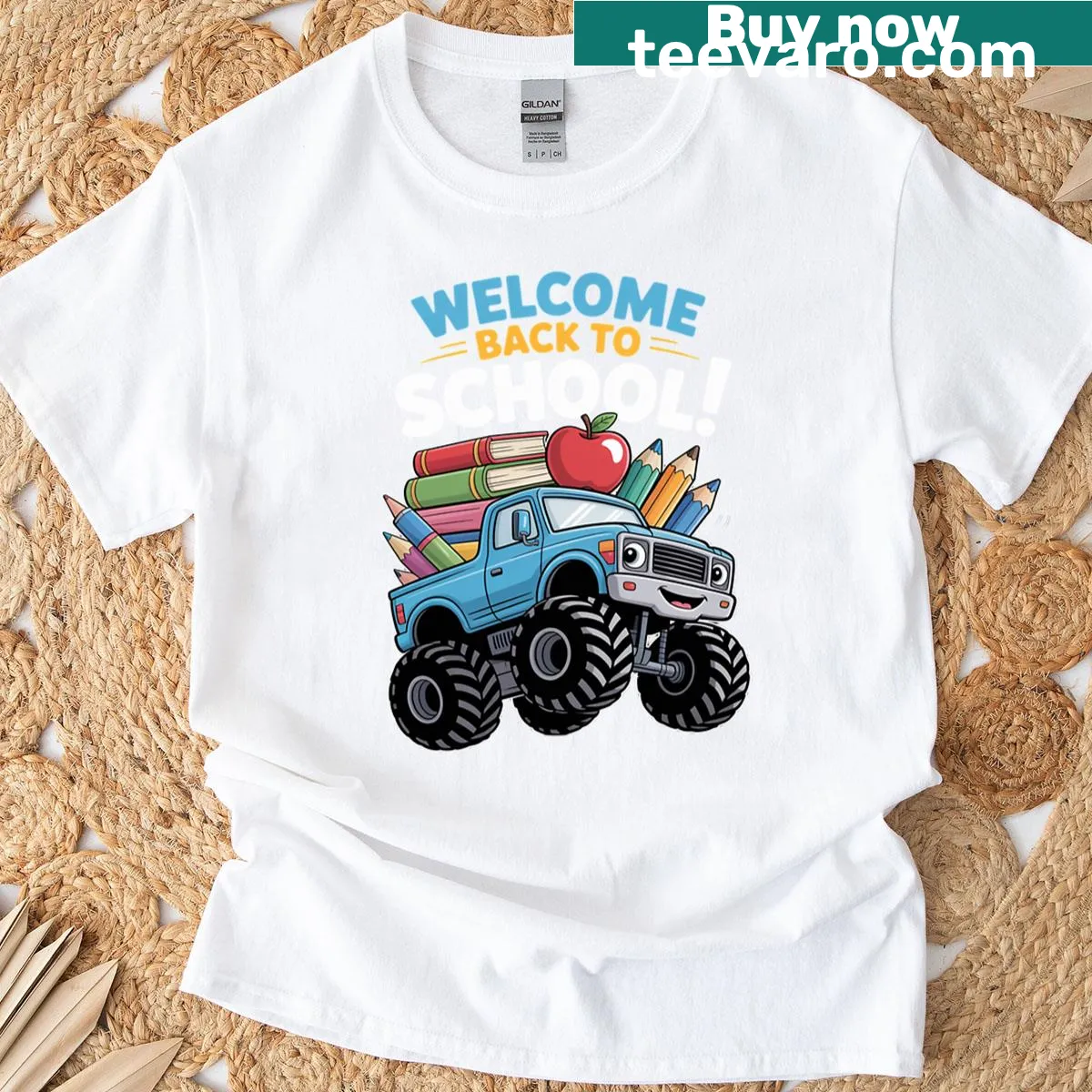 Welcome Back To School t-shirt for toddlers with cheerful typography — on a men's t-shirt