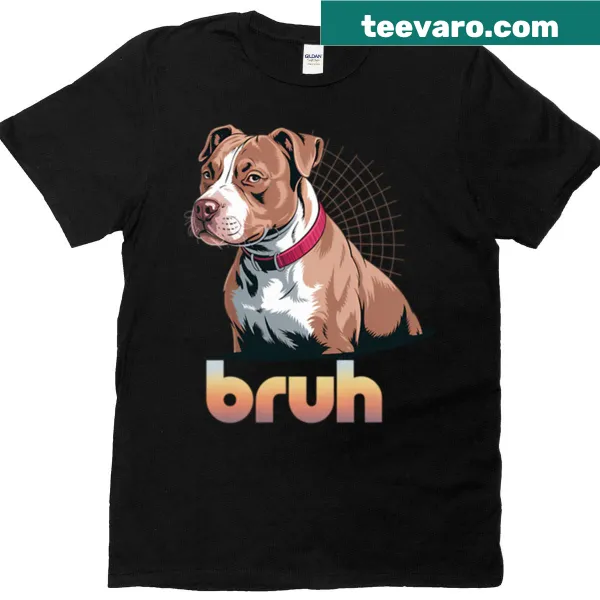 Funny typography t-shirt for gamers featuring the phrase 'Bruh.'