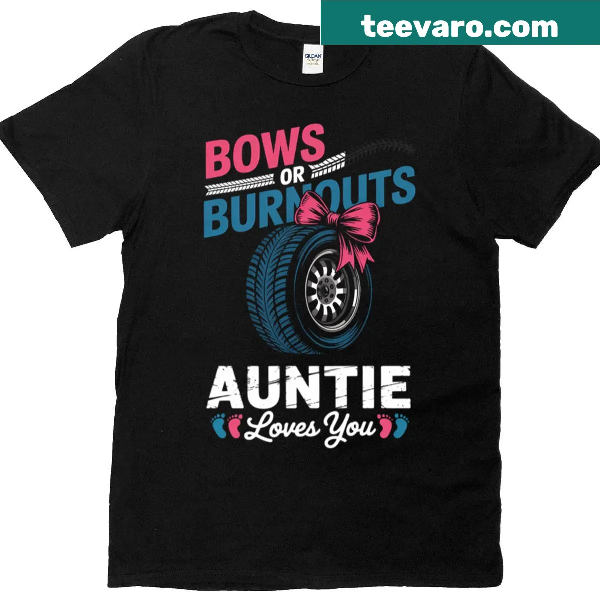 Typographic gender reveal shirt for aunties with playful message — on a men's t-shirt