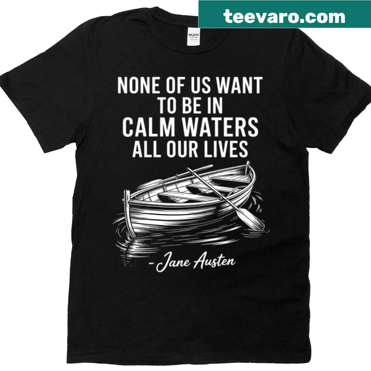 Jane Austen quote typography t-shirt — on a men's t-shirt
