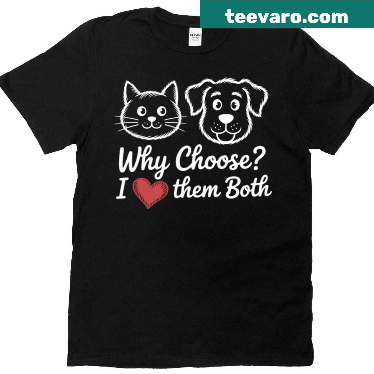 Cute t-shirt for cat and dog lovers with puppies and kittens — on a men's t-shirt