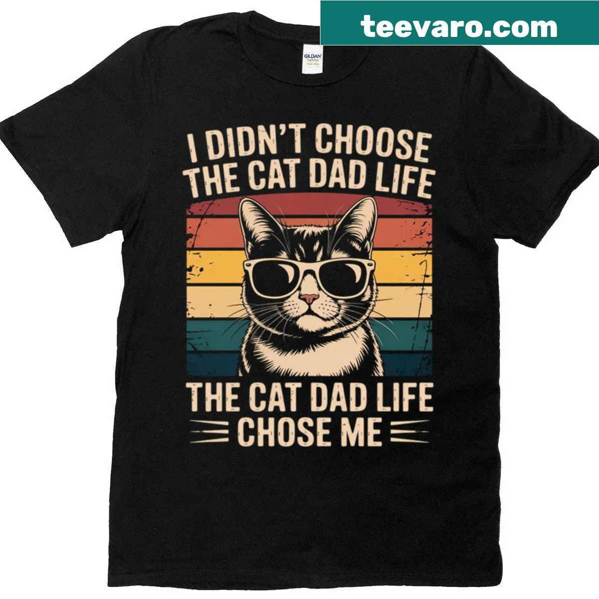 Cat Dad typography t-shirt for fathers — on a men's t-shirt