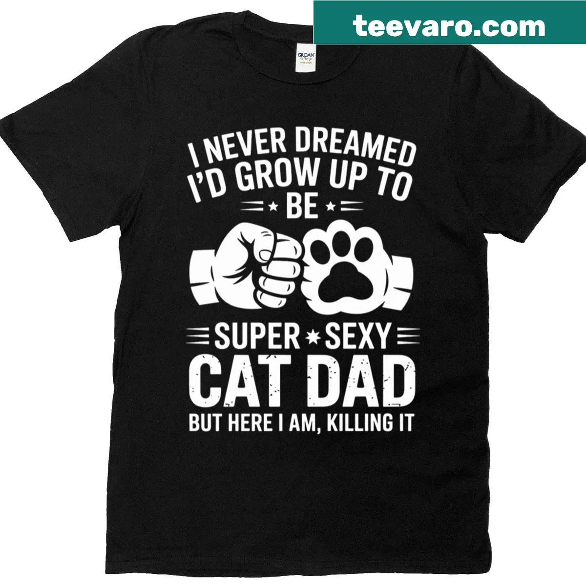 Humorous Cat Dad T-shirt for Father's Day — on a men's t-shirt