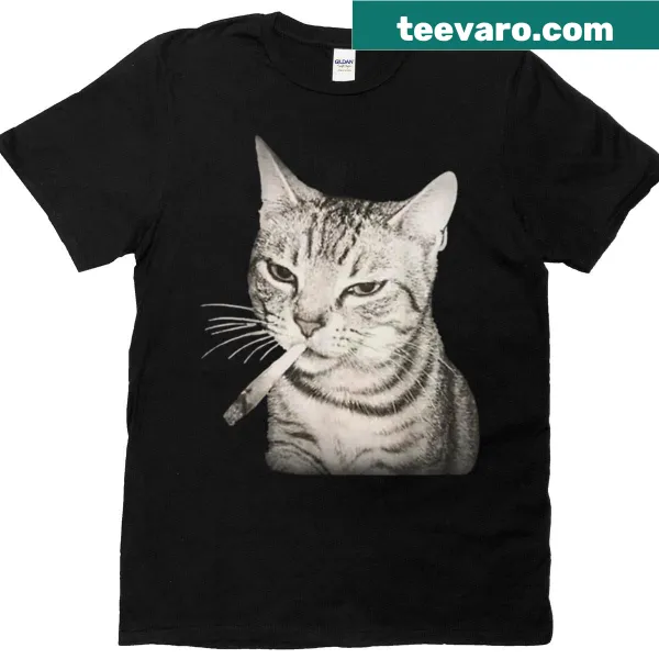 Funny cat smoking meme graphic t-shirt