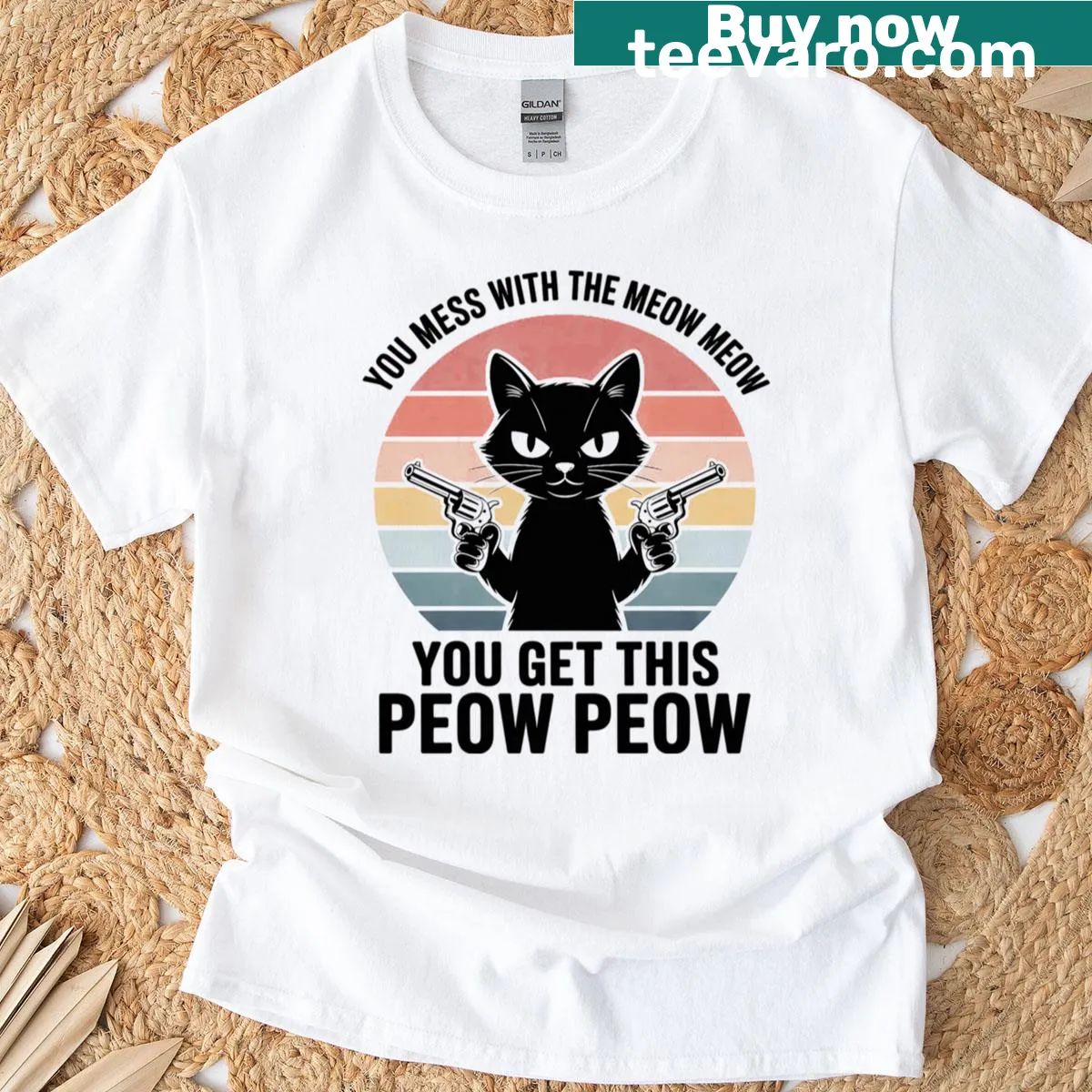 Fun black cat lover shirt with a playful phrase — on a men's t-shirt