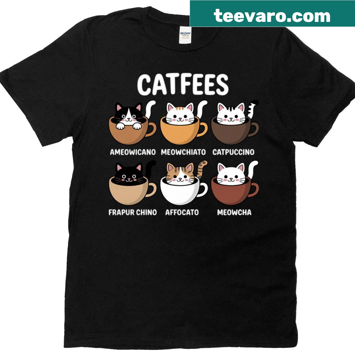 Cute T-shirt featuring cats and a coffee quote — on a men's t-shirt