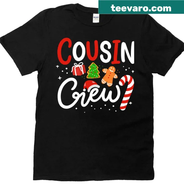 Cute T-shirt featuring a festive design for Cousin Crew