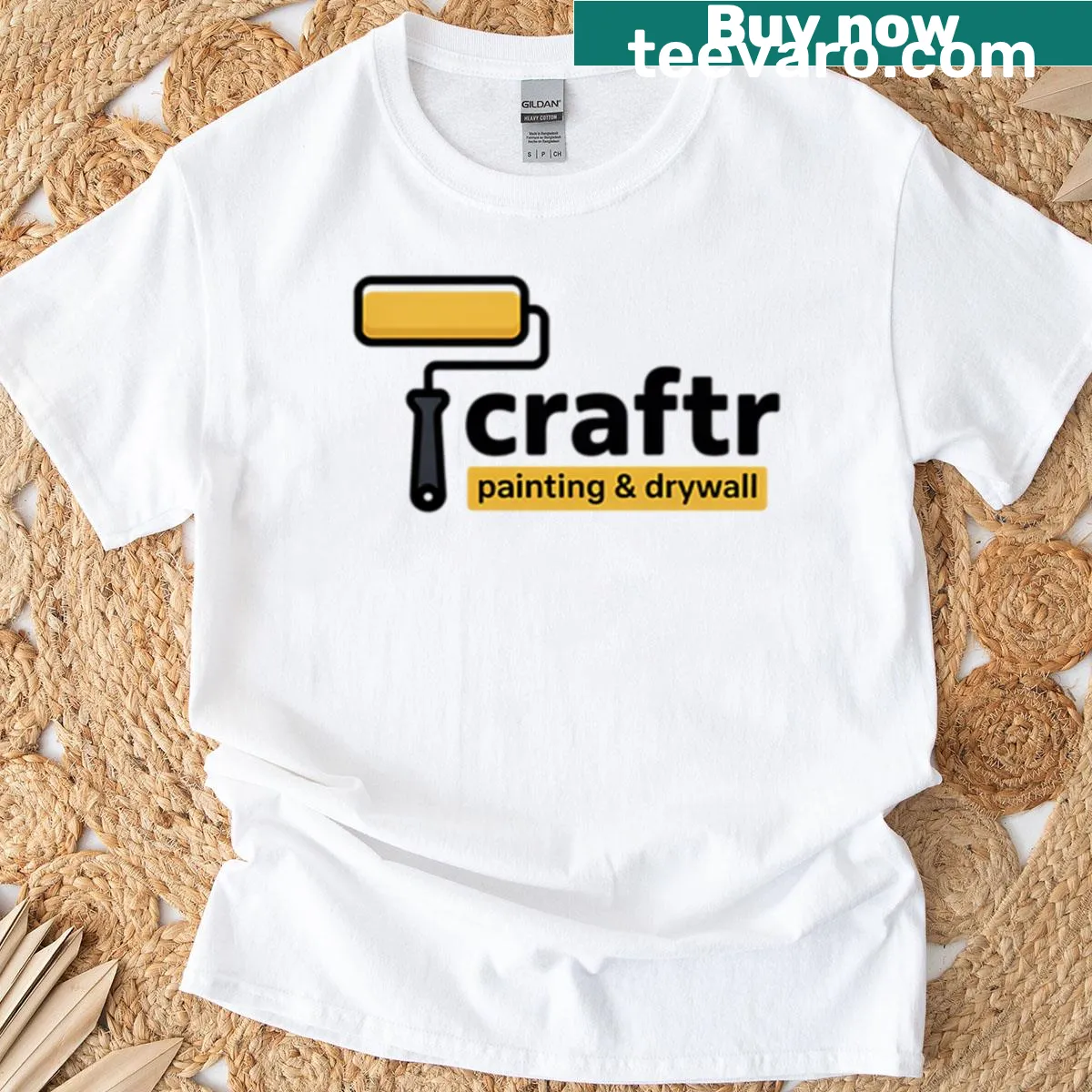 Artistic t-shirt celebrating painting with craft-themed graphics — on a men's t-shirt