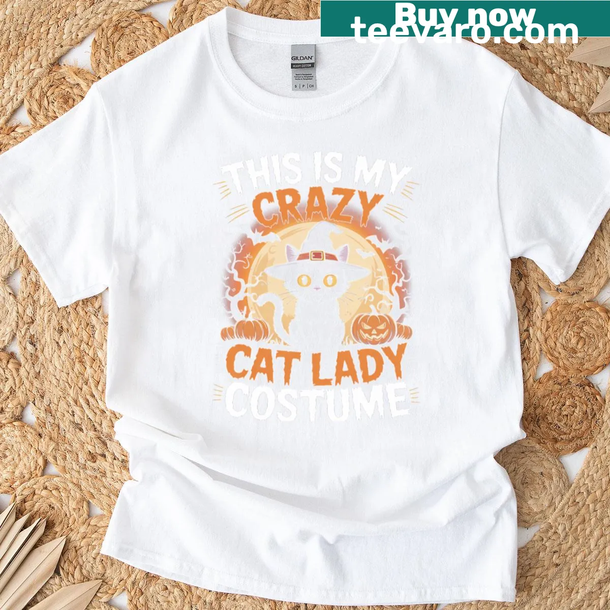 Cartoon black cat graphic for Halloween on a T-shirt — on a men's t-shirt