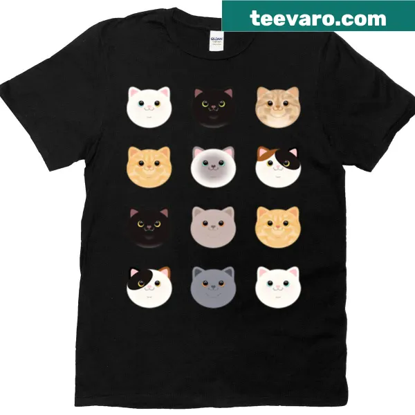 Illustrative design of various cute cat faces
