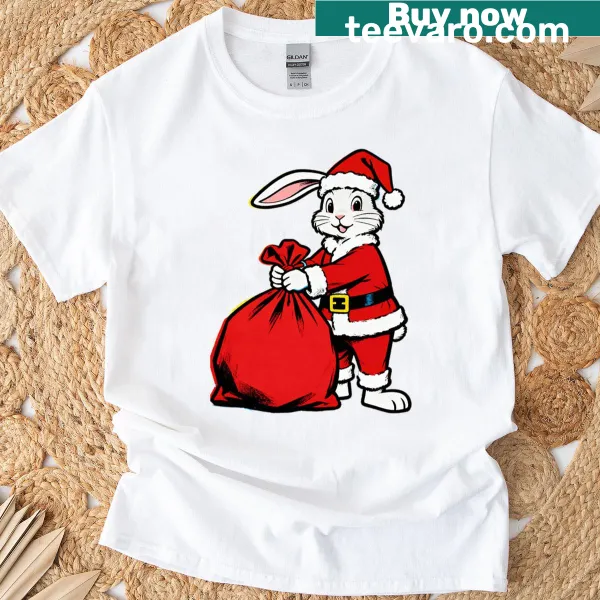 Bunny Santa with gift sack T-shirt