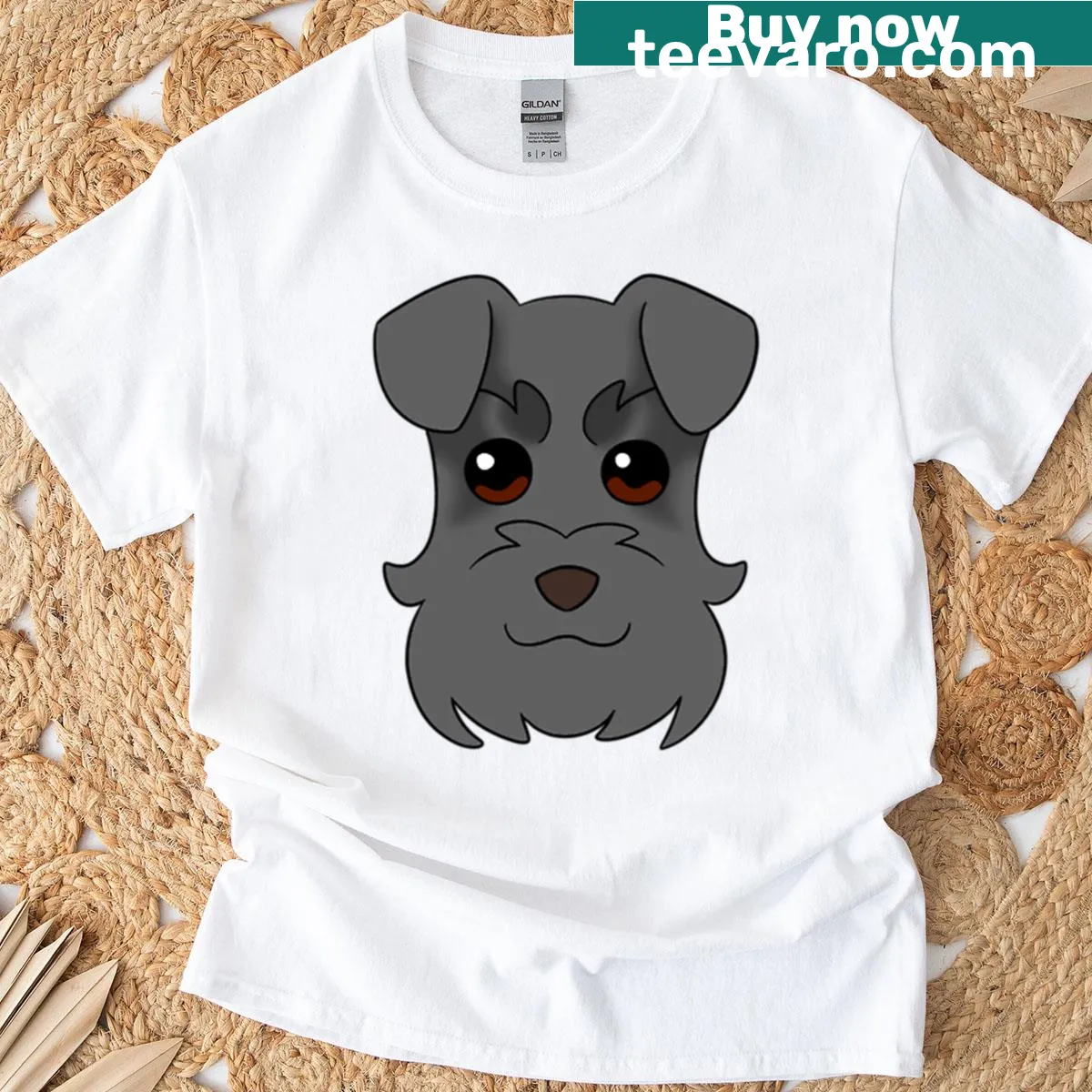 Schnauzer graphic T-shirt with black eyebrows — on a men's t-shirt