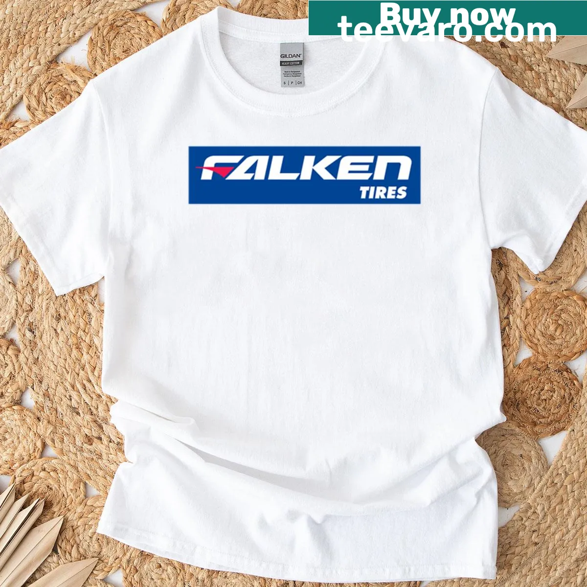 Vintage design featuring Falken Monster Tires on a T-shirt — on a men's t-shirt