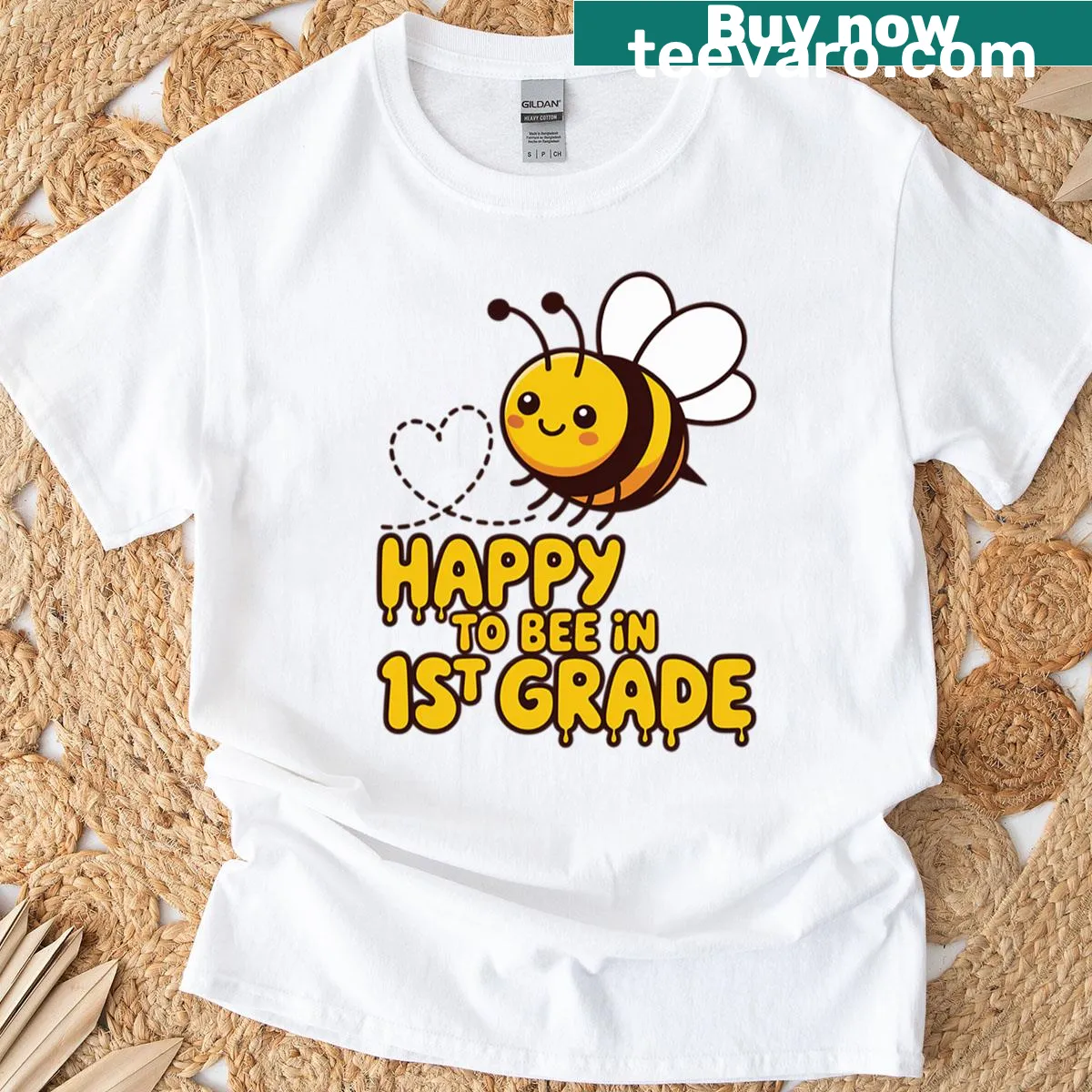 Cute bee design with 1st Grade text on a kids t-shirt — on a men's t-shirt