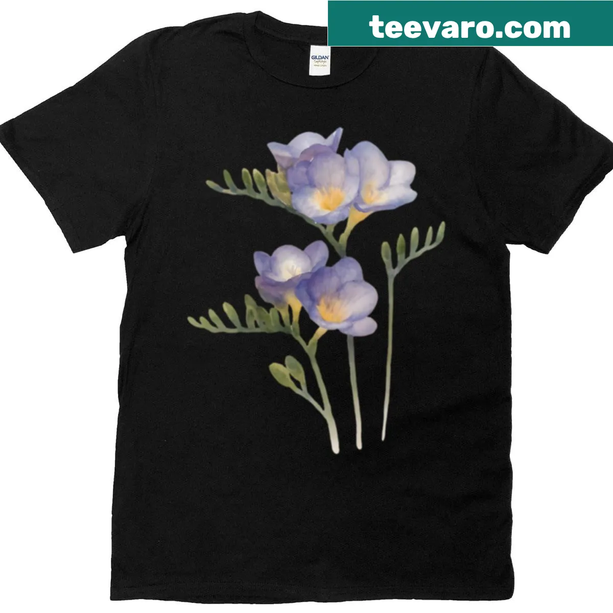 Minimalist typographic Freesia design T-shirt — on a men's t-shirt