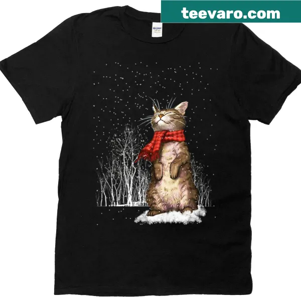 Illustration of a cat among stars and the moon on a t-shirt