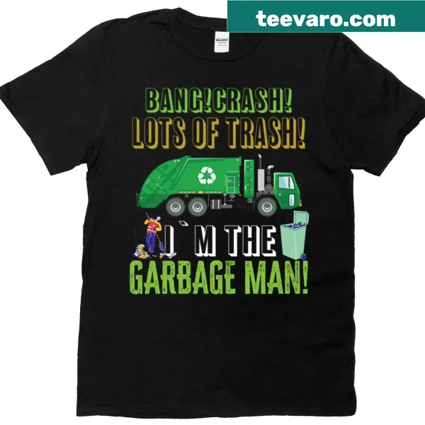 Playful t-shirt with garbage truck illustrations for kids