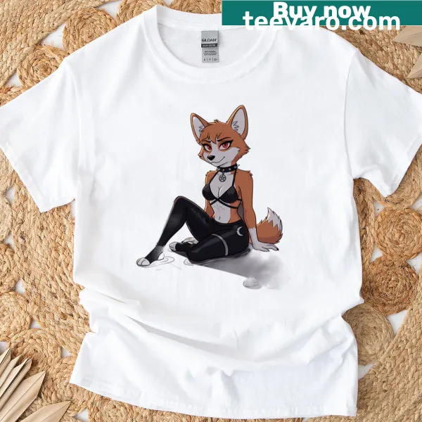 Gothic-style illustration of a corgi on a t-shirt.