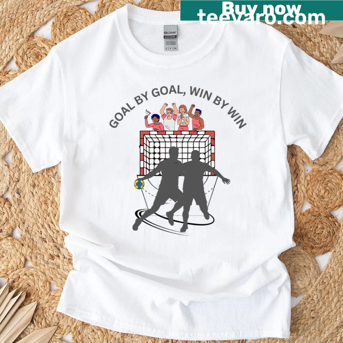 Inspirational handball t-shirt with motivational phrase — on a men's t-shirt