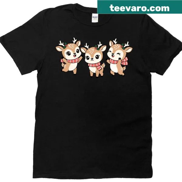 Illustration of cute baby deer for a festive holiday T-shirt.