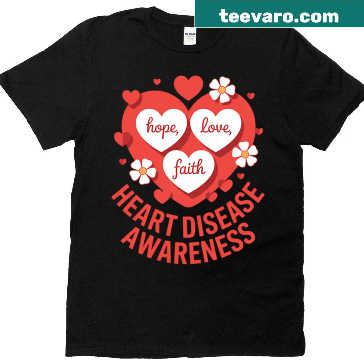 T-shirt promoting heart disease awareness with inspirational words — on a men's t-shirt