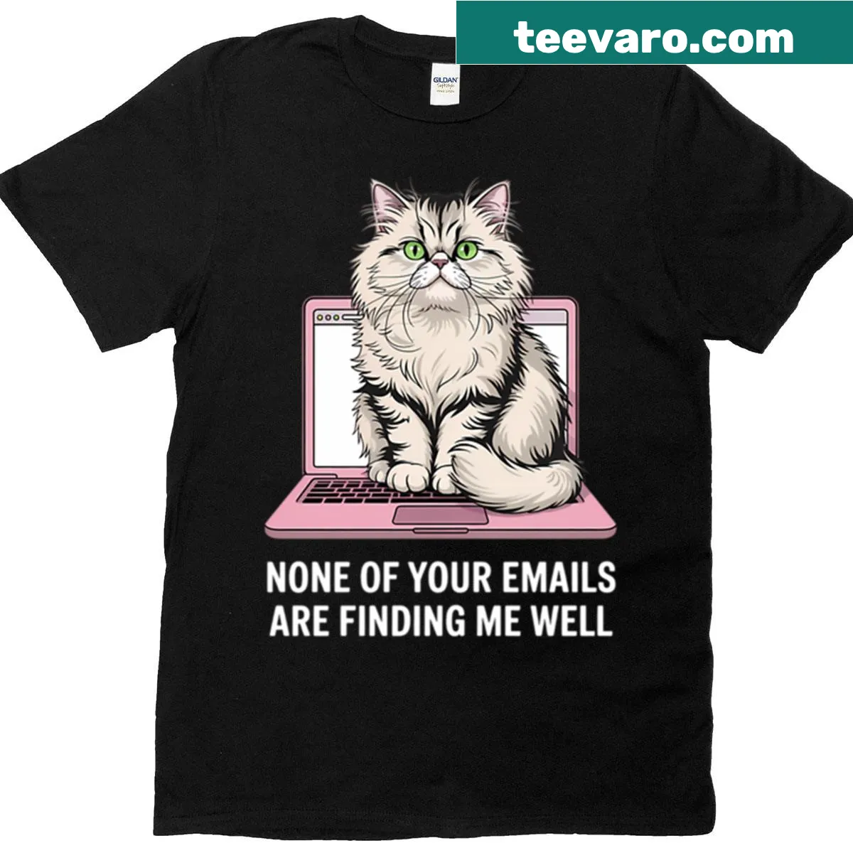 Funny cat computer joke t-shirt with playful text and graphic — on a men's t-shirt