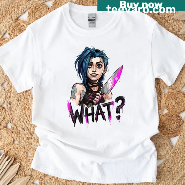 T-shirt with 'Jinx Vibes What Arcane Chaos Queen' typography
