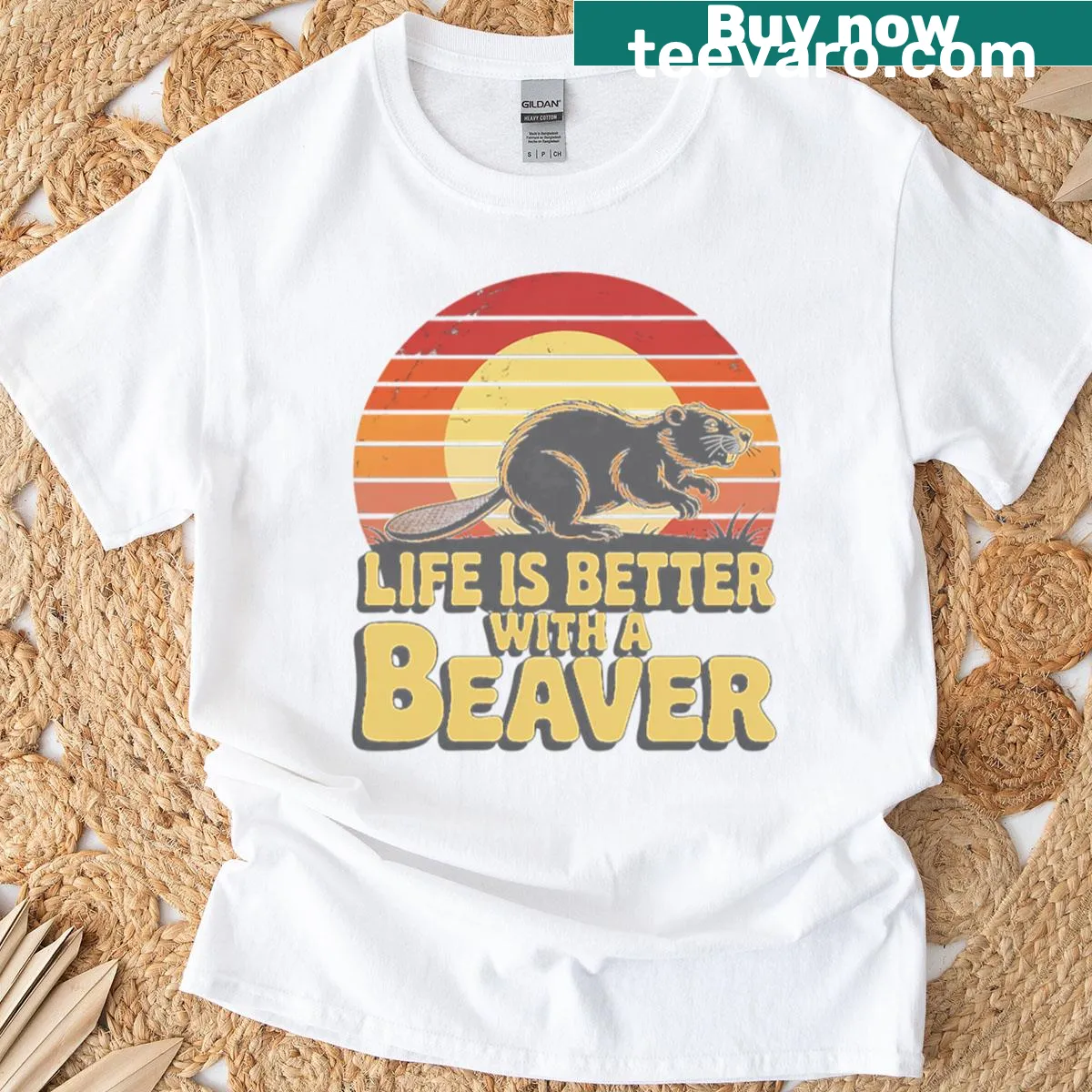 Cute illustration of a beaver with the saying 'Life Is Better With A Beaver' — on a men's t-shirt