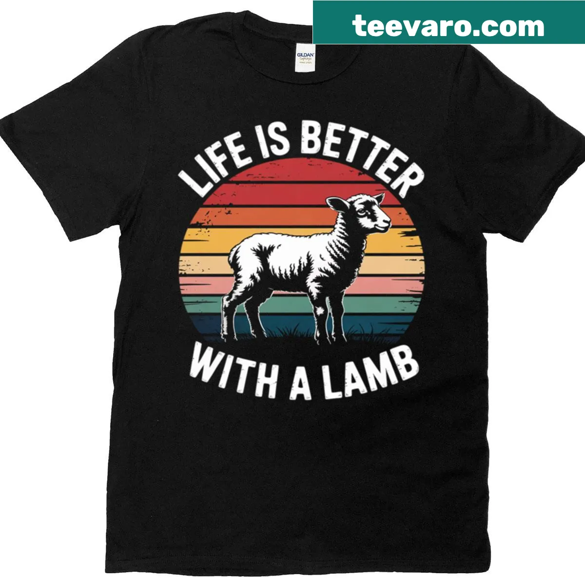 Illustration of a lamb with the text 'Life Is Better With A Lamb' for farmers. — on a men's t-shirt