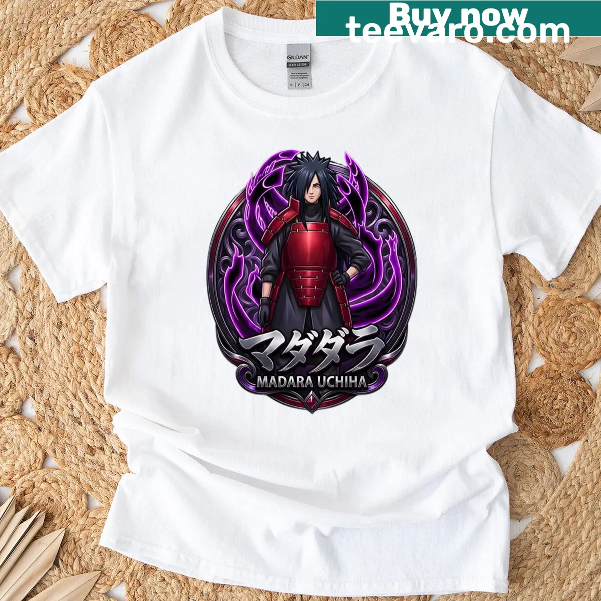 Madara Uchiha emblem t-shirt with iconic design — on a men's t-shirt