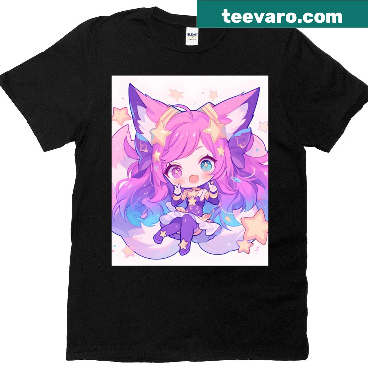 Chibi Star Fox girl t-shirt with kawaii design — on a men's t-shirt