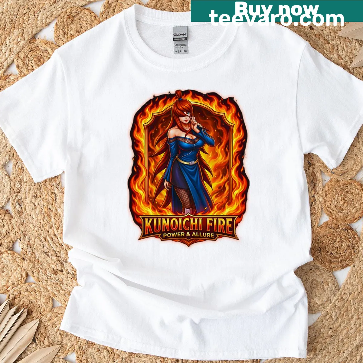 Graphic T-shirt featuring Mei Terum, the Fifth Mizukage, in action — on a men's t-shirt