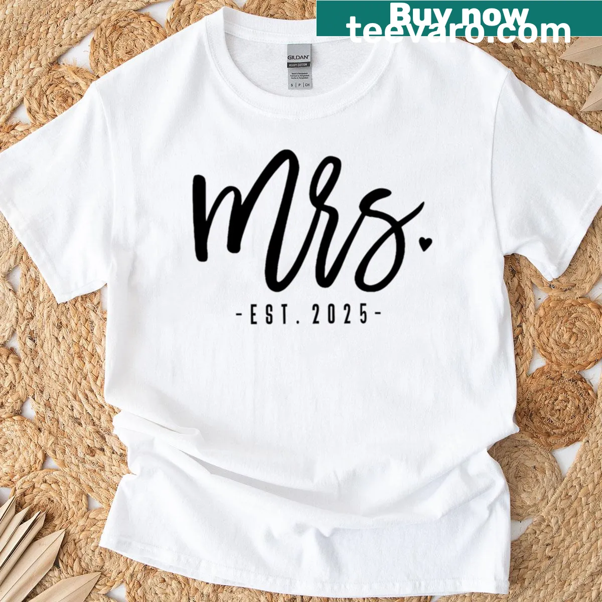 Mrs Est 2025 graphic for newly married brides — on a men's t-shirt