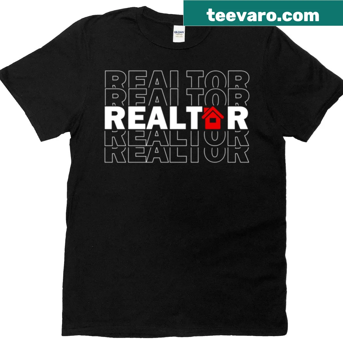 Bold Realtor typography T-shirt for real estate professionals and students. — on a men's t-shirt