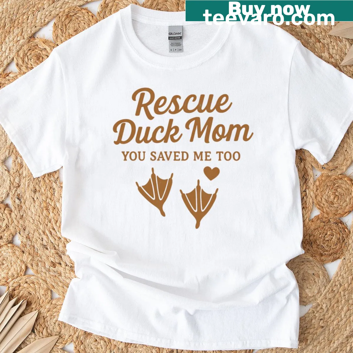 Illustration of a duck with the text 'You Saved Me Too' — on a men's t-shirt