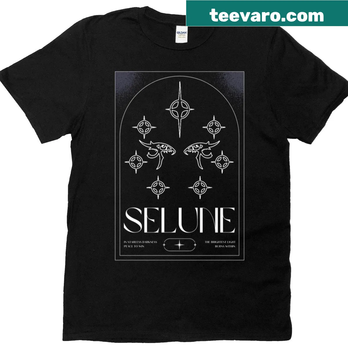 T-shirt featuring the enchanting illustration of Selune, the Moon Maiden — on a men's t-shirt