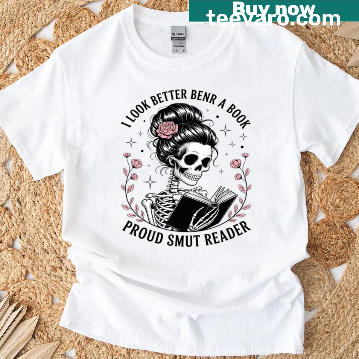 Funny T-shirt with the phrase I Look Better Bent Over A Book — on a men's t-shirt