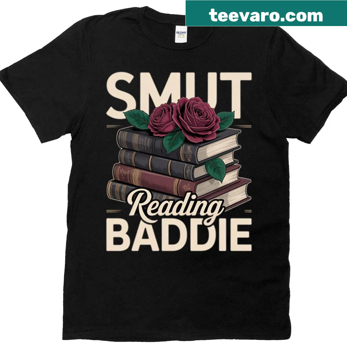 T-shirt with the phrase 'Smut Reading Baddie' in stylish typography — on a men's t-shirt