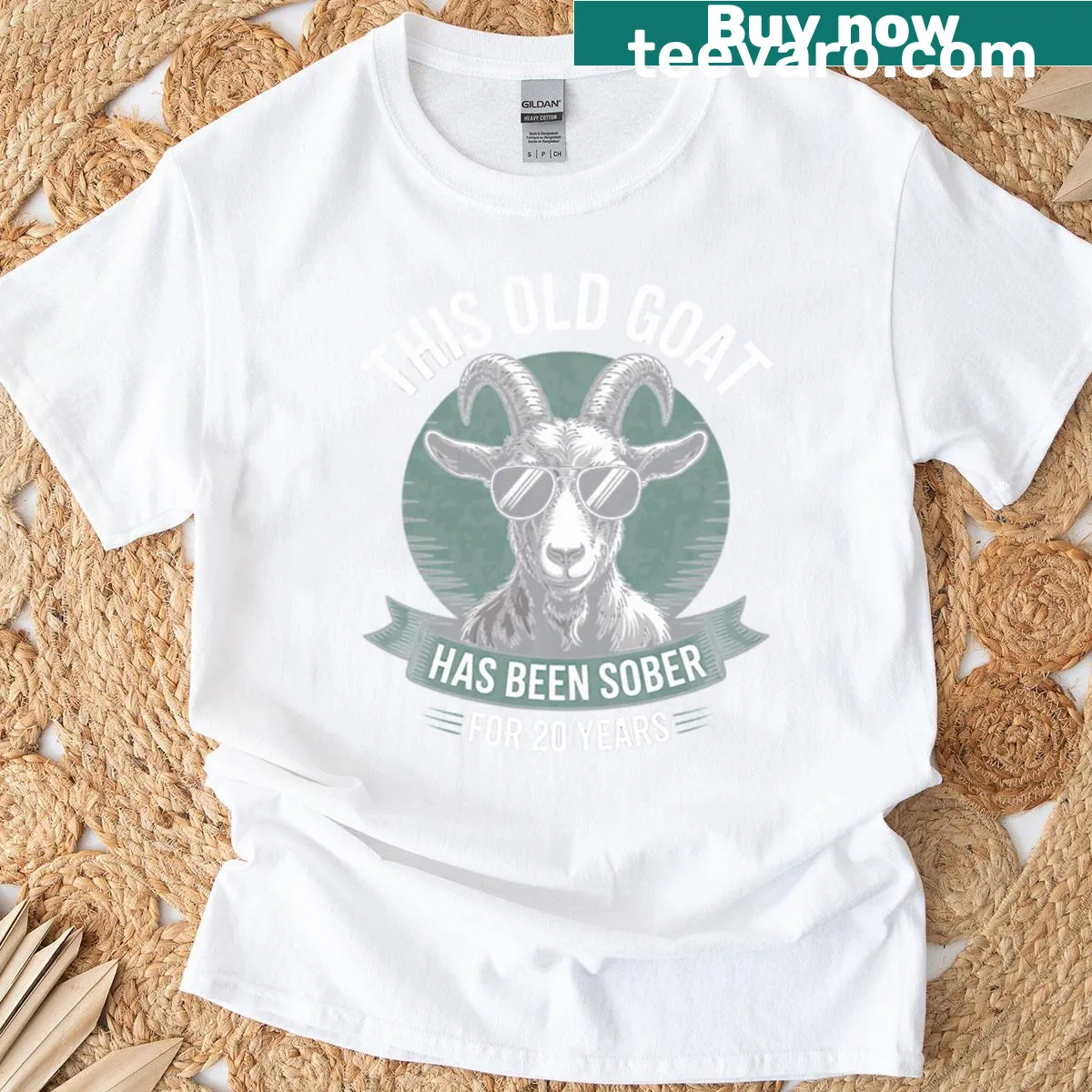 T-shirt celebrating 20 years of sobriety with bold text — on a men's t-shirt
