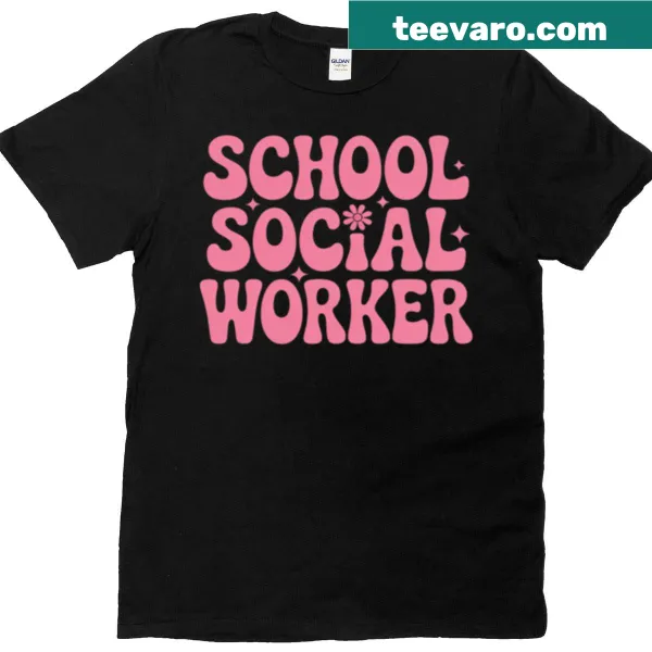 Illustrated t-shirt for social workers with books and flowers design
