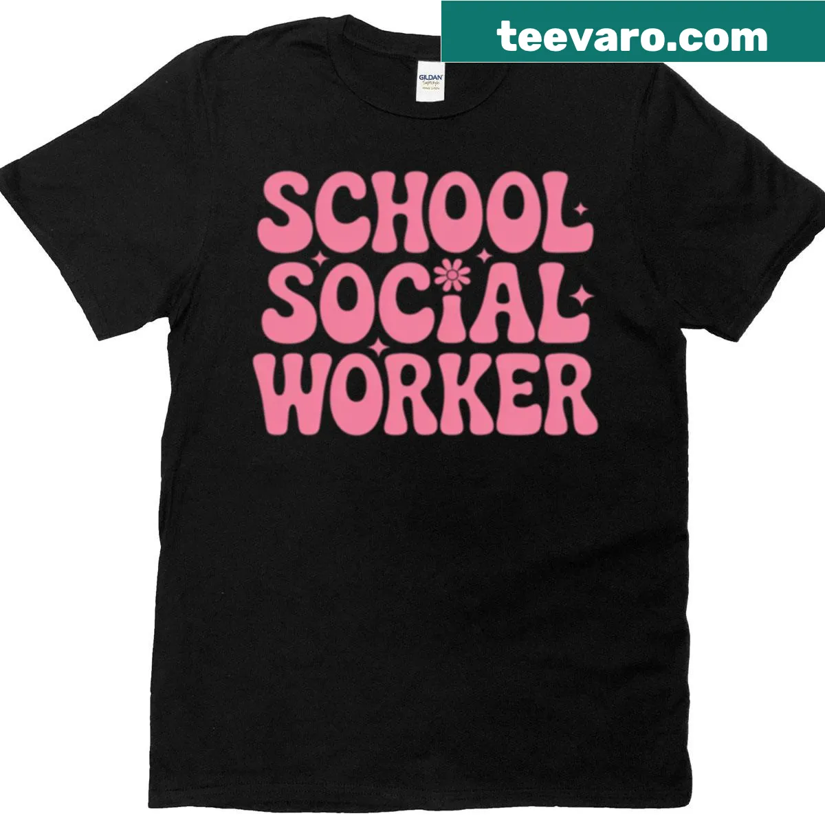 Illustrated t-shirt for social workers with books and flowers design — on a men's t-shirt