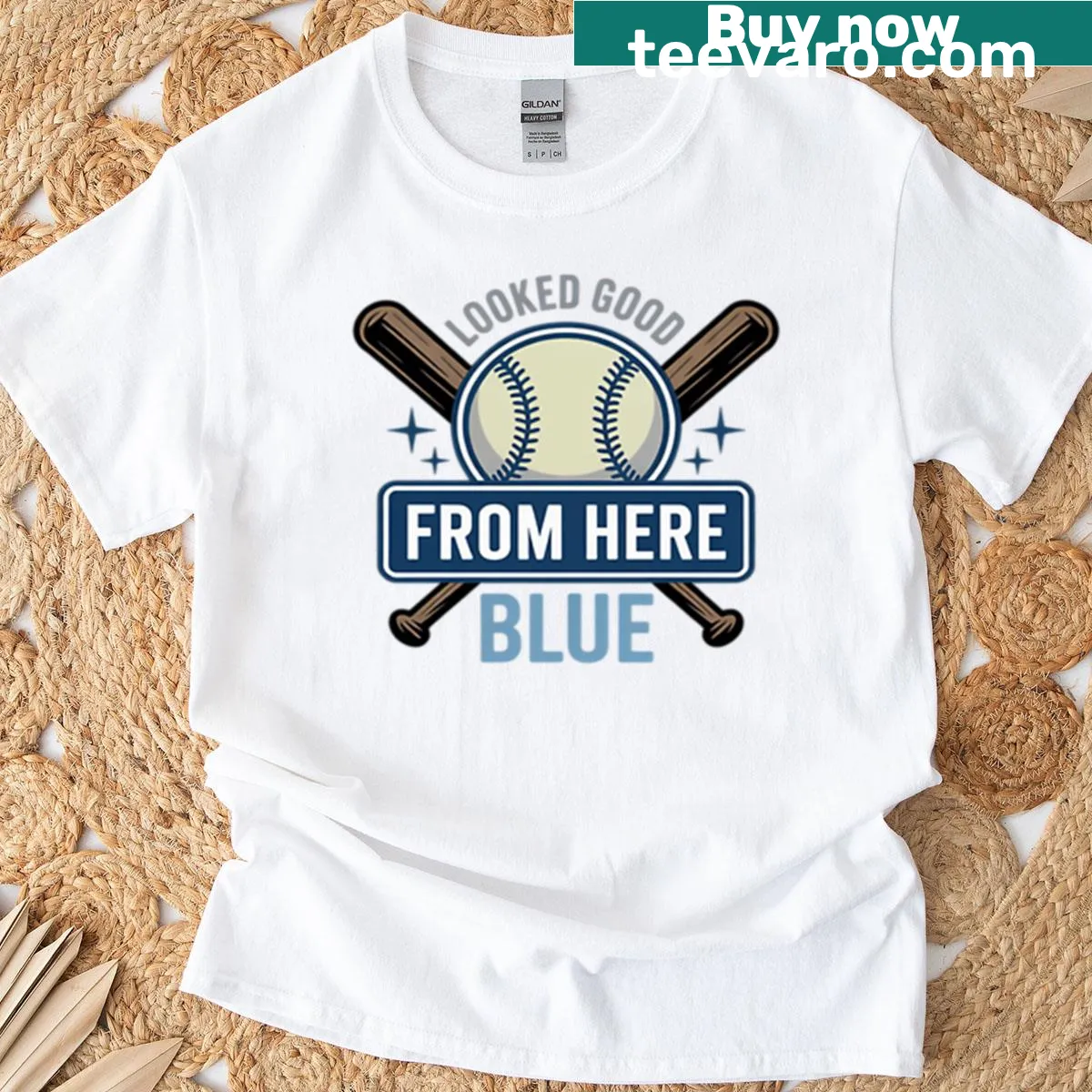 Funny T-shirt for softball moms with 'Looked Good From Here' text. — on a men's t-shirt