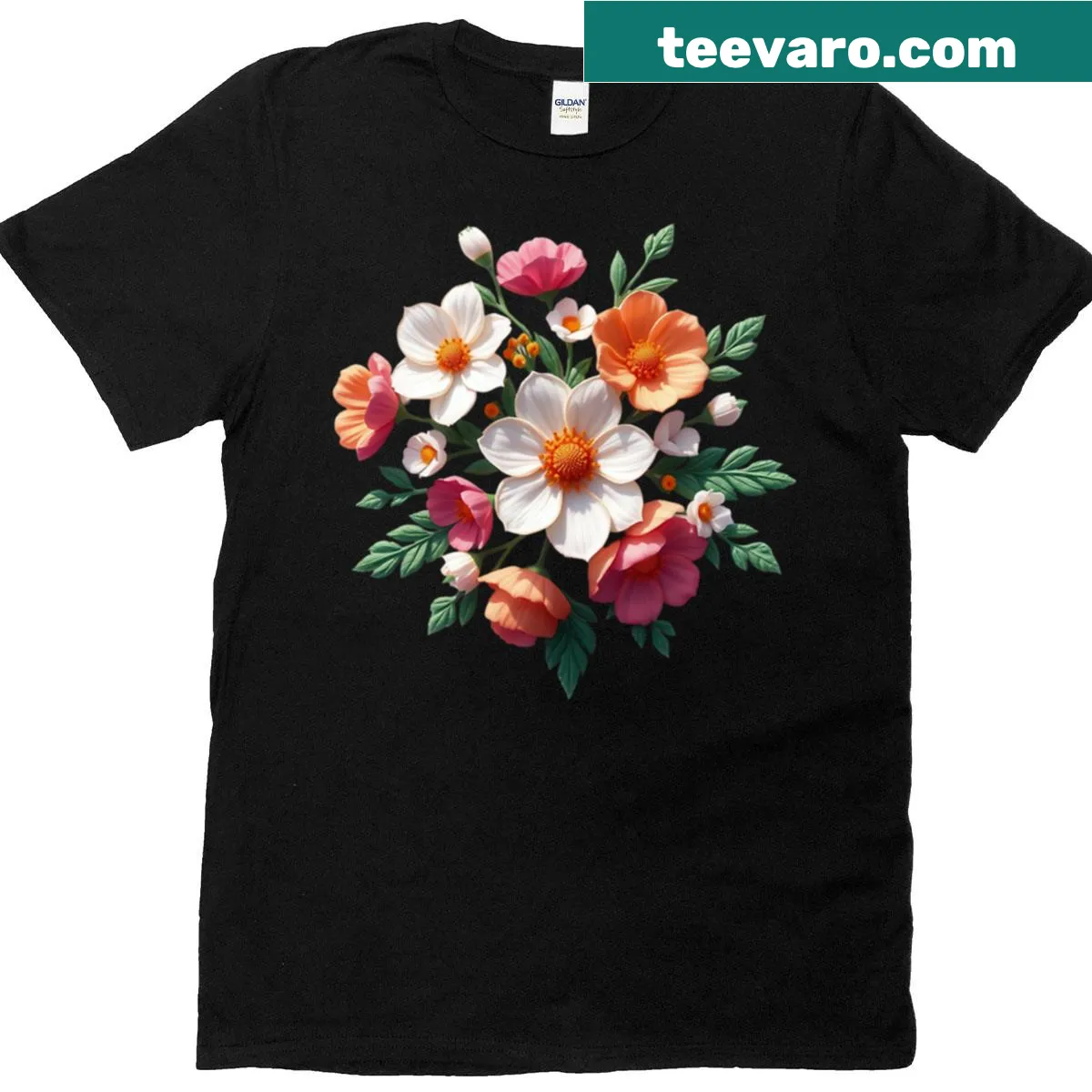 Spring floral bouquet design on a T-shirt — on a men's t-shirt